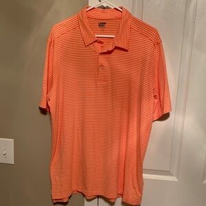 Lands' End Men's Polo in Vibrant Orange Stripes